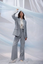 Load image into Gallery viewer, Ivy Linen Pant Blue Pinstripe
