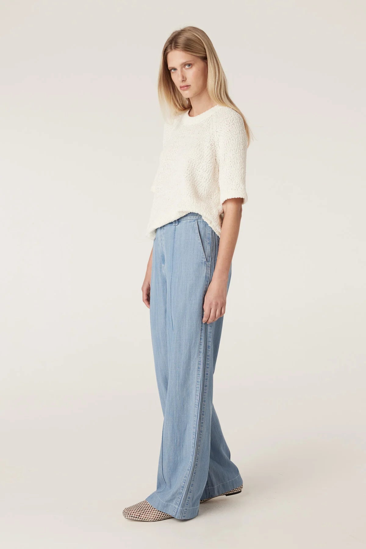 Boucle Knit Crew Top Milk