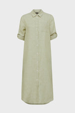 Load image into Gallery viewer, Pure Linen Shirt Dress Pistachio
