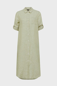 Pure Linen Shirt Dress Pistachio