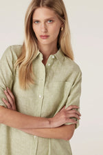 Load image into Gallery viewer, Pure Linen Shirt Dress Pistachio
