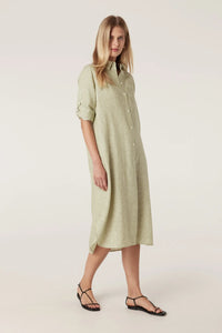 Pure Linen Shirt Dress Pistachio