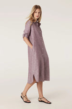 Load image into Gallery viewer, Pure Linen Shirt Dress Berry
