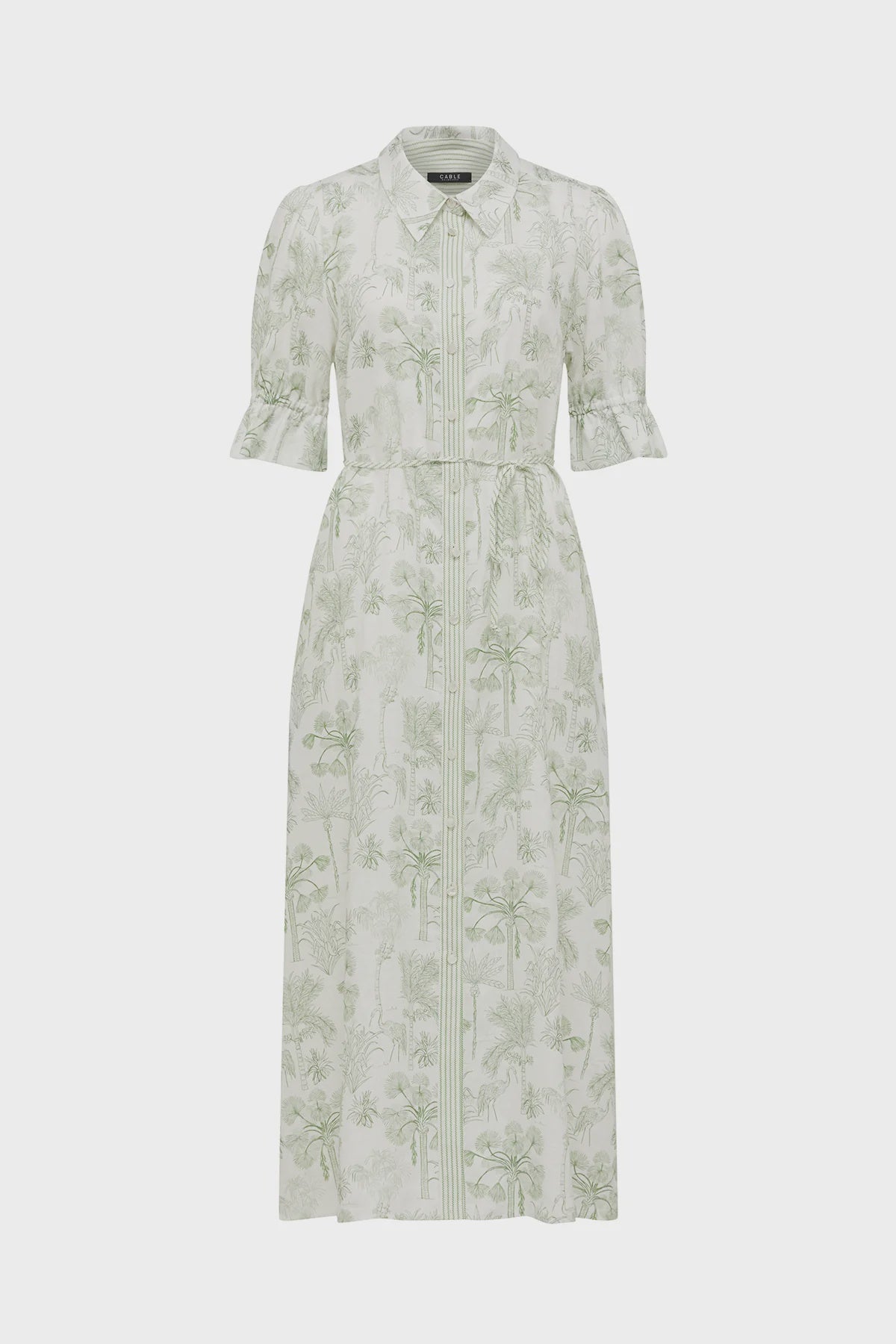 Avondale Linen Dress Palm Print
