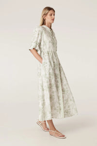 Avondale Linen Dress Palm Print