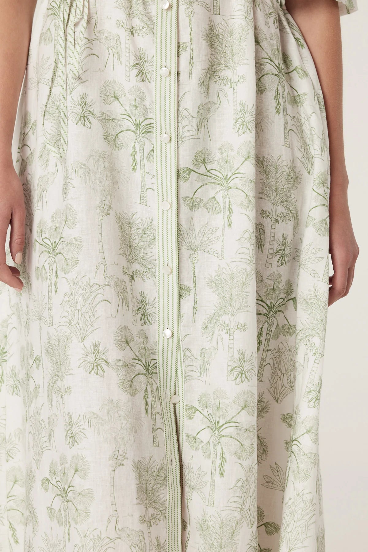 Avondale Linen Dress Palm Print