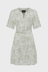 Gracie Linen Dress Palm Print