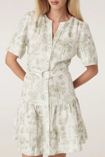 Load image into Gallery viewer, Gracie Linen Dress Palm Print
