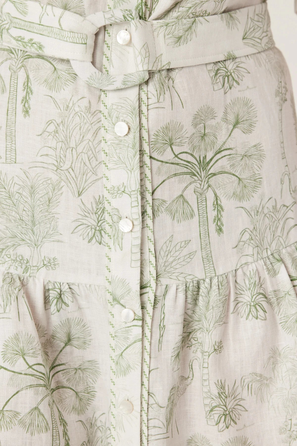 Gracie Linen Dress Palm Print