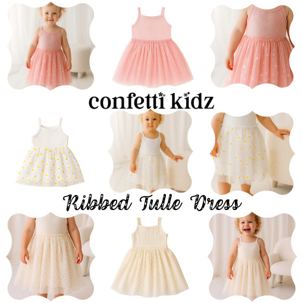 RIBBED TULLE DRESS