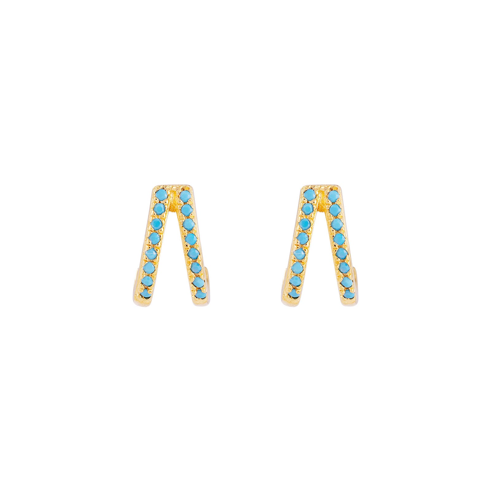 TURQUOISE TWIN PAVE HUGGIE
