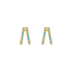 Load image into Gallery viewer, TURQUOISE TWIN PAVE HUGGIE
