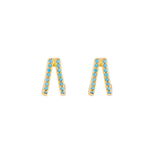 TURQUOISE TWIN PAVE HUGGIE
