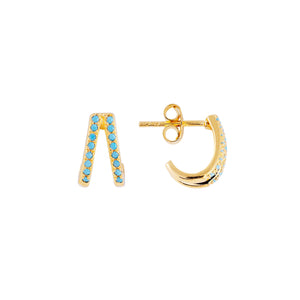 TURQUOISE TWIN PAVE HUGGIE