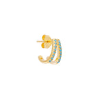 Load image into Gallery viewer, TURQUOISE TWIN PAVE HUGGIE

