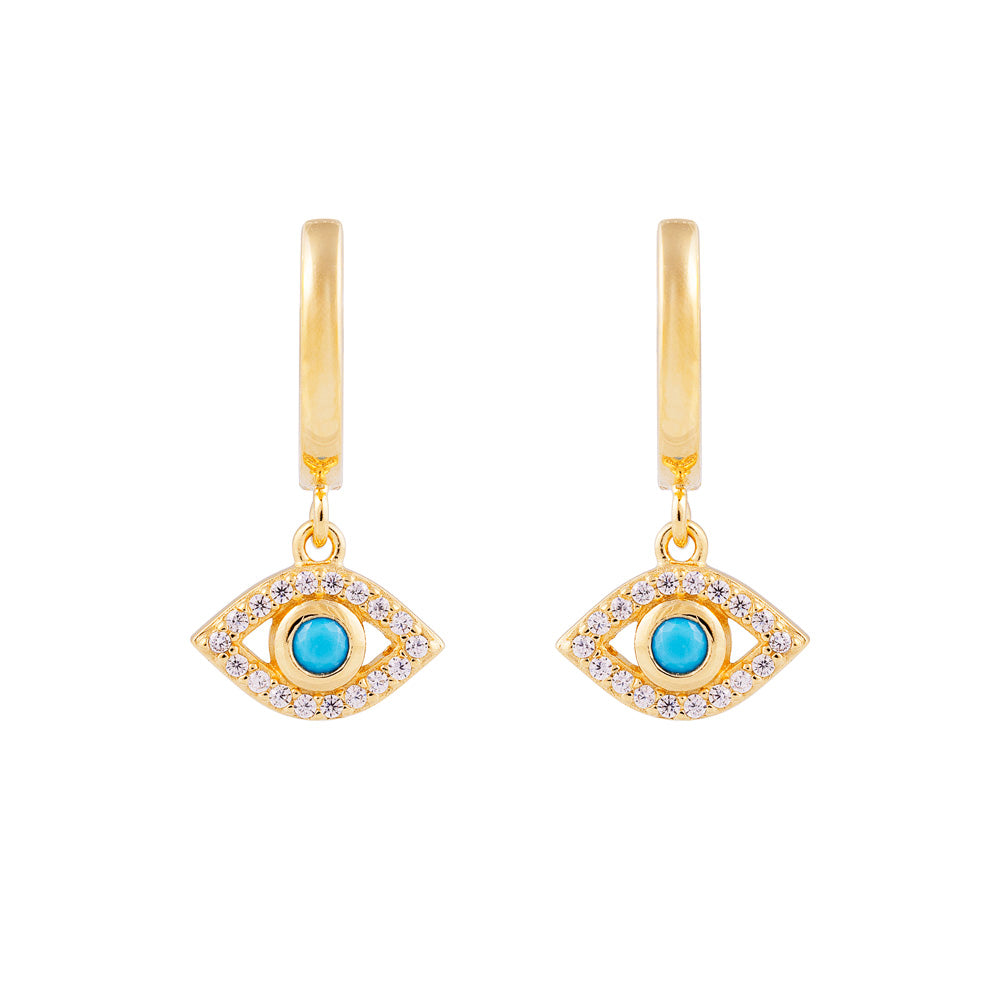 FAIRLEY Turquoise Evil Eye Hoops