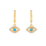 Load image into Gallery viewer, FAIRLEY Turquoise Evil Eye Hoops
