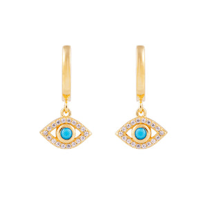 FAIRLEY Turquoise Evil Eye Hoops