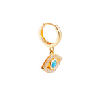 Load image into Gallery viewer, FAIRLEY Turquoise Evil Eye Hoops
