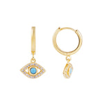 Load image into Gallery viewer, FAIRLEY Turquoise Evil Eye Hoops
