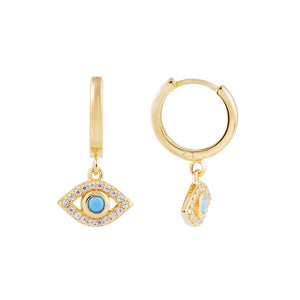 FAIRLEY Turquoise Evil Eye Hoops