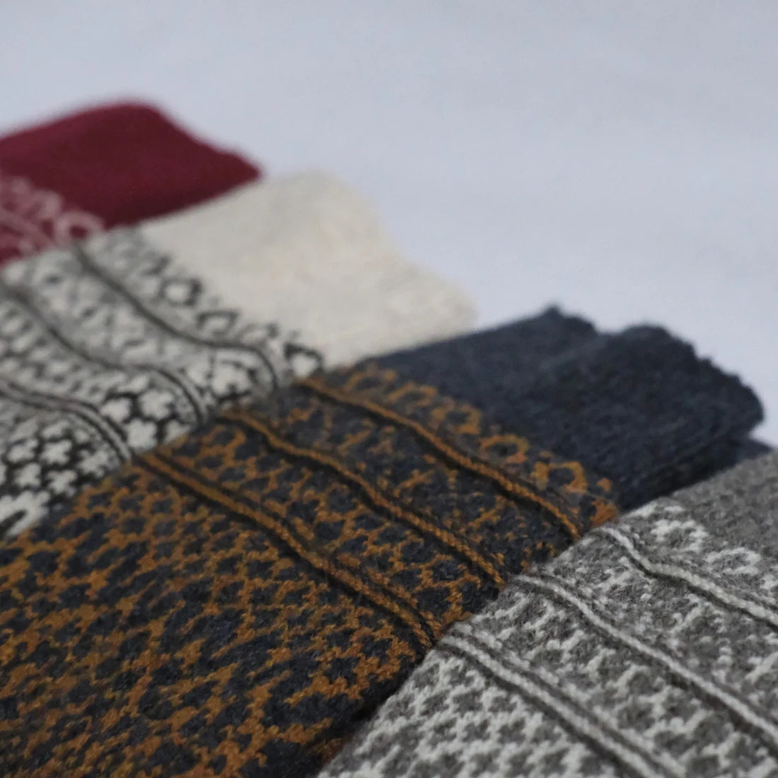 NISHIGUCHI KUTSUSHITA : oslo wool jacquard sock - Oatmeal