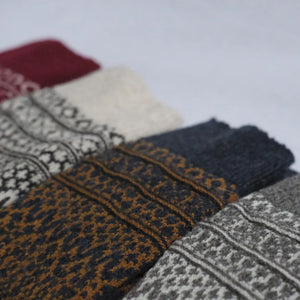 NISHIGUCHI KUTSUSHITA : oslo wool jacquard sock - Grey