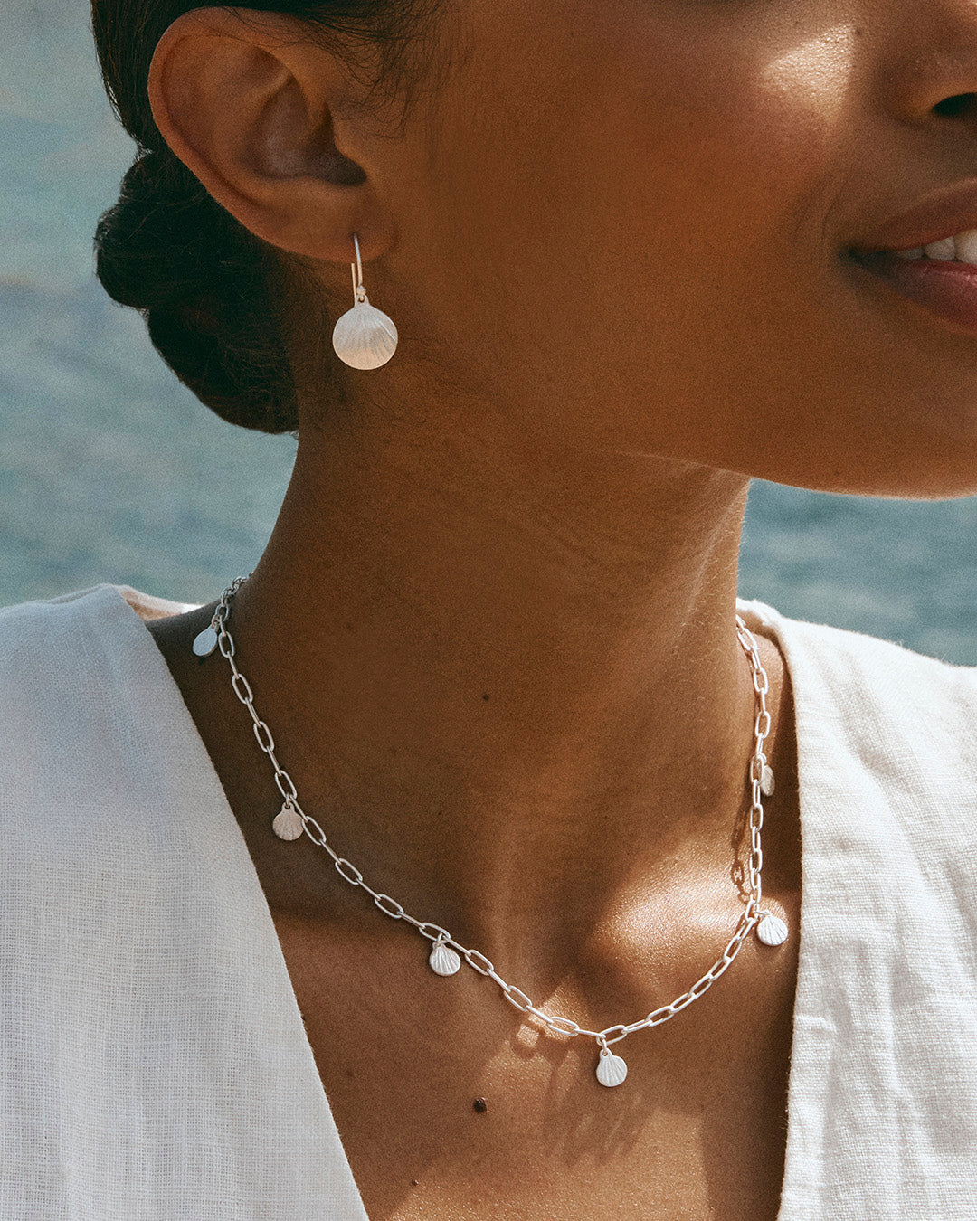 SILVER BEACH COMBER CHARM NECKLACE