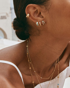 TURQUOISE TWIN PAVE HUGGIE
