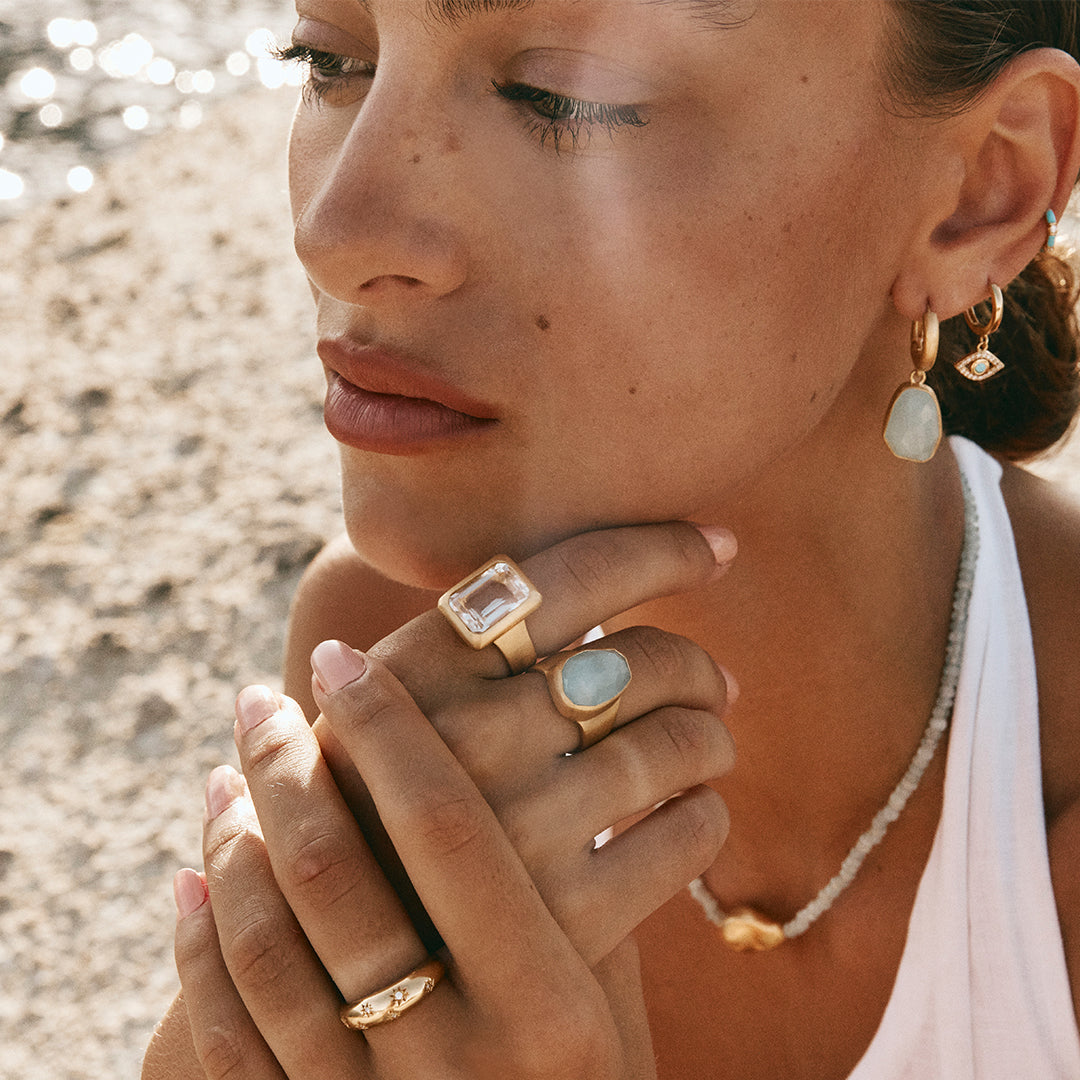 FAIRLEY Quartz Deco Cocktail Ring