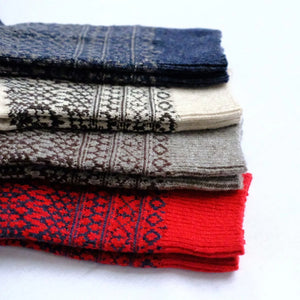 NISHIGUCHI KUTSUSHITA : oslo wool jacquard sock - Oatmeal