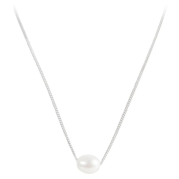 Fairley Pearl Teardrop Necklace Silver