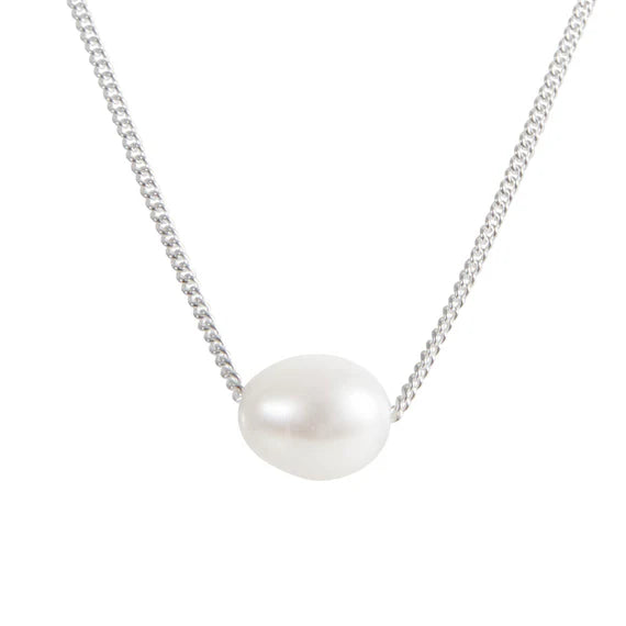 Fairley Pearl Teardrop Necklace Silver