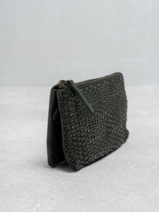 Indi & Cold Plaited Leather Wallet Khaki