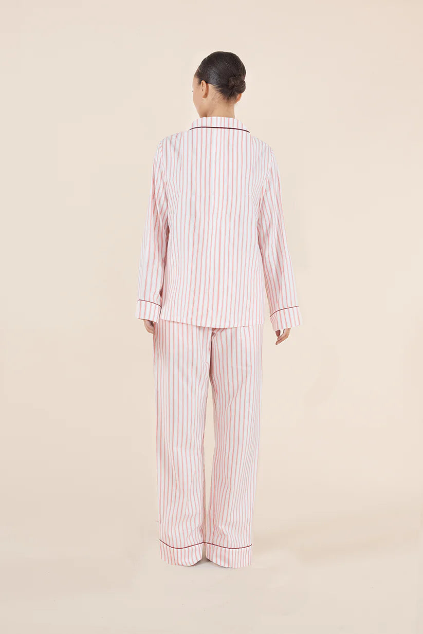 Gingerlilly Octavia Cotton Stripe PJ Burgundy Stripe