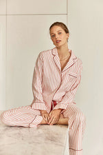 Load image into Gallery viewer, Gingerlilly Octavia Cotton Stripe PJ Burgundy Stripe
