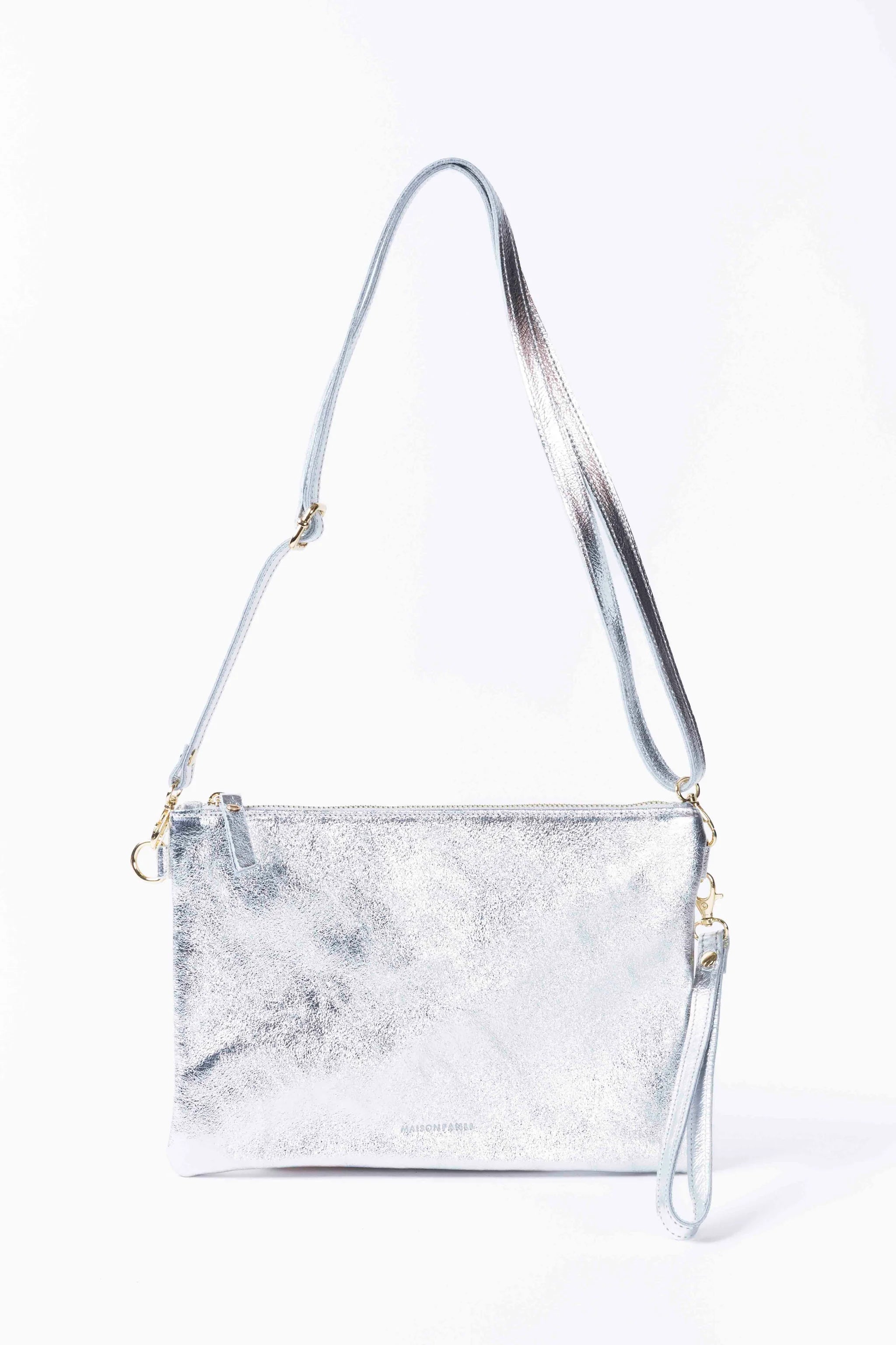 MAISON FANLI - Metallic Leather Crossbody - SILVER