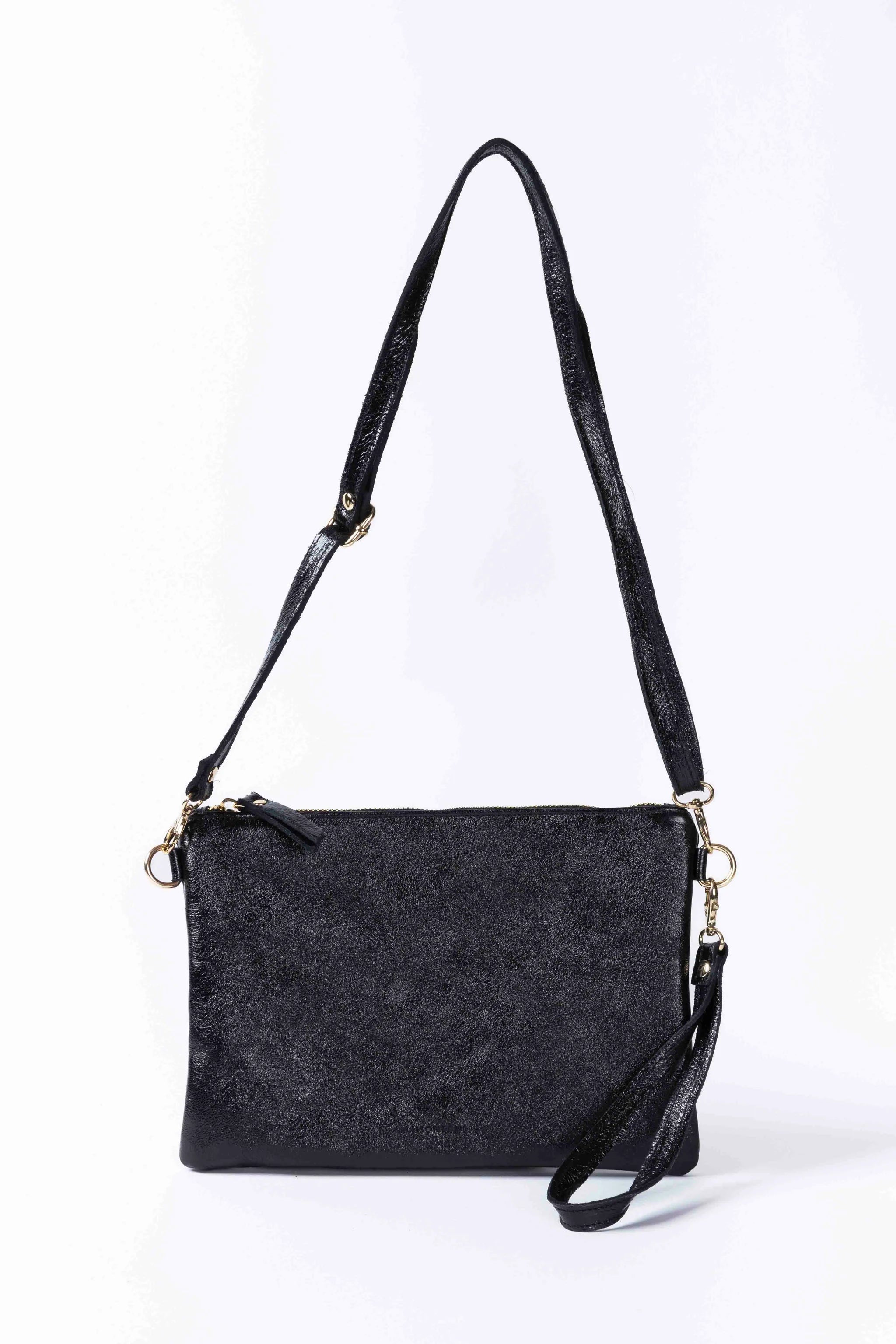 MAISON FANLI - Metallic Leather Crossbody - MIDNIGHT