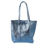 Load image into Gallery viewer, MAISON FANLI - Medium Tote Metallic - Blue Jeans
