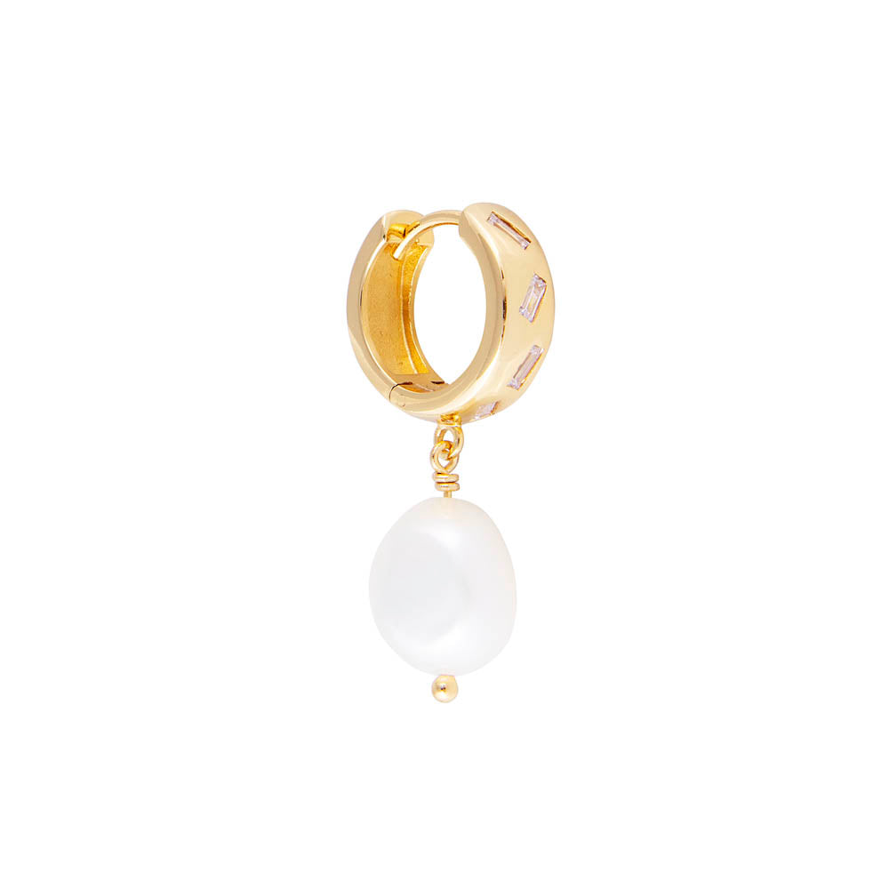 FAIRLEY Scatter Baguette Pearl Hoops