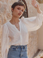 Load image into Gallery viewer, MLM - Moroccan lace blouse - Chalk
