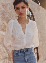 Load image into Gallery viewer, MLM - Moroccan lace blouse - Chalk
