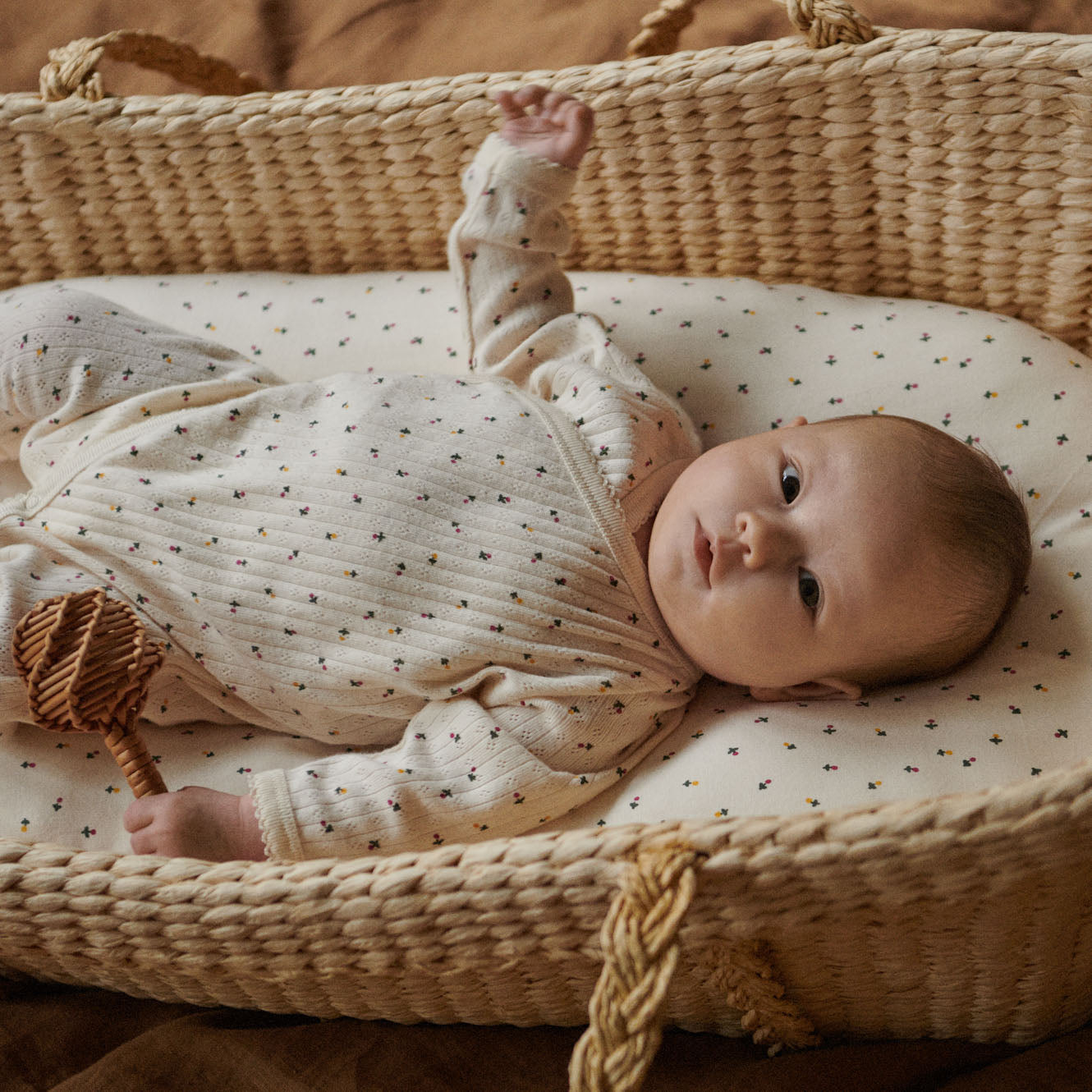 NATURE BABY - KIMONO STRETCH & GROW POINTELLE - Aster Floral Print