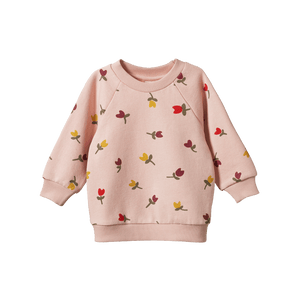 Nature Baby - EMERSON SWEATER - Tulips Rose Dust Print