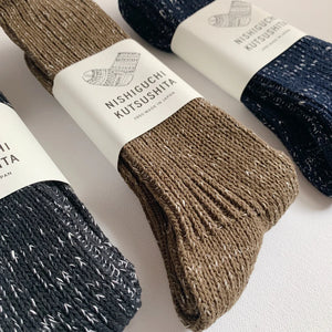 nishiguchi kutsushita: boston hemp cotton socks - Midnight