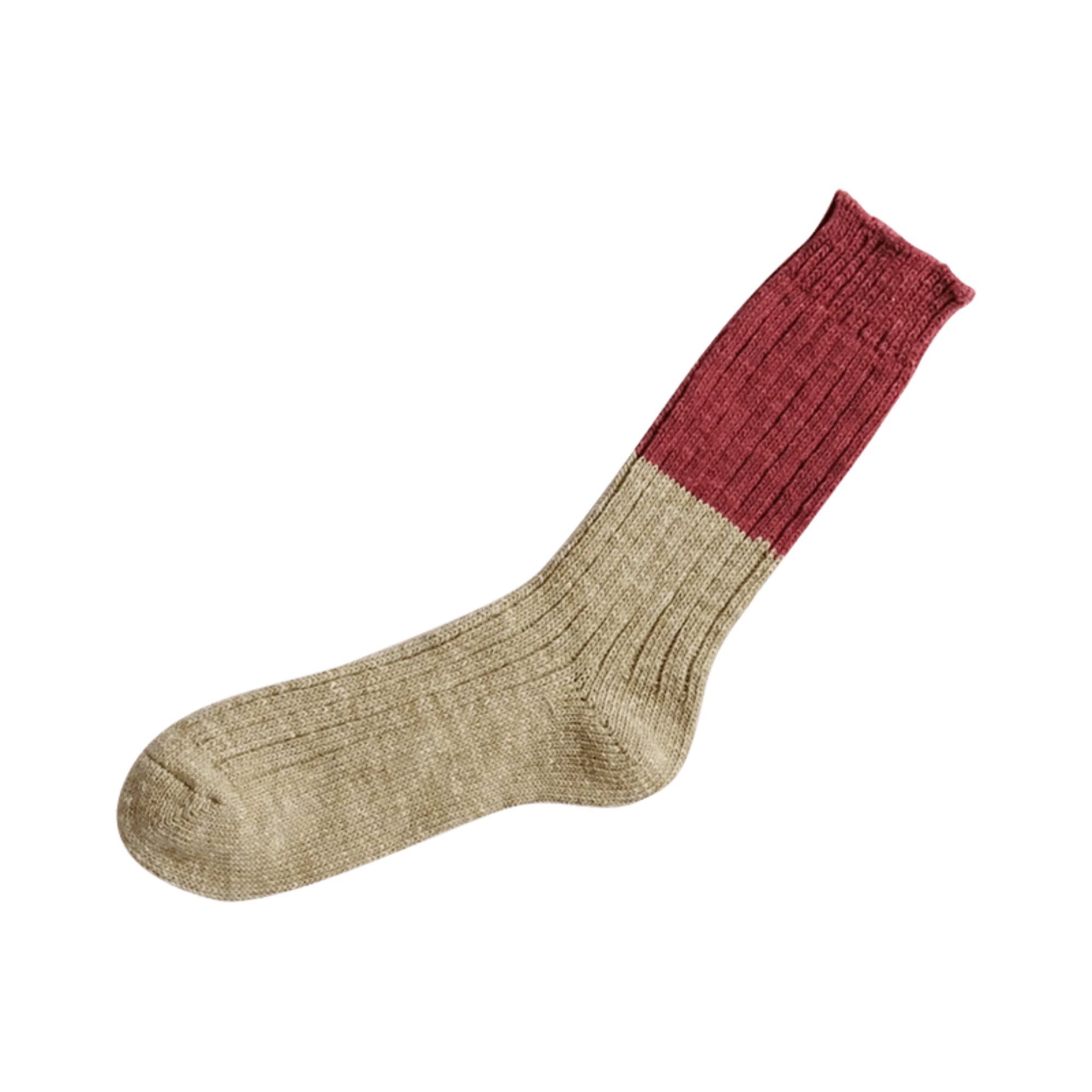 nishiguchi kutsushita : boston wool cotton slab socks - Red