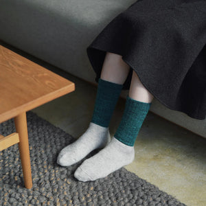 NISHIGUCHI KUTSUSHITA : oslo mohair wool pile sock - T-green
