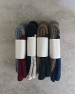 Load image into Gallery viewer, Nishiguchi Kutsushita Oslo Mohair Wool Pile Socks Seasonal | navy/cap
