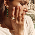 Load image into Gallery viewer, GREEN AGATE MIDI HOOPS
