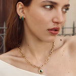 Load image into Gallery viewer, GREEN AGATE MIDI HOOPS
